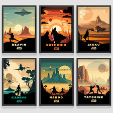 Listing image for Star wars Planets Wall Art Classic Poster Print Picture Retro Vintage A4A3