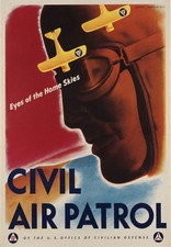 Listing image for 2W8 Vintage WWII Civil Air Patrol War Defence Military War Poster WW2 A4