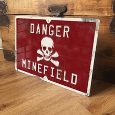 Listing image for Man Cave Sign Metal Military Warning World War 2 Minefield 305x200mm