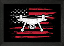 Listing image for American Flag Drone Pilot Framed Wall Art Poster Canvas Print Picture