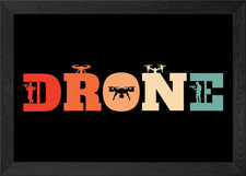 Listing image for Retro Drone Pilot Vintage Framed Wall Art Poster Canvas Print Picture